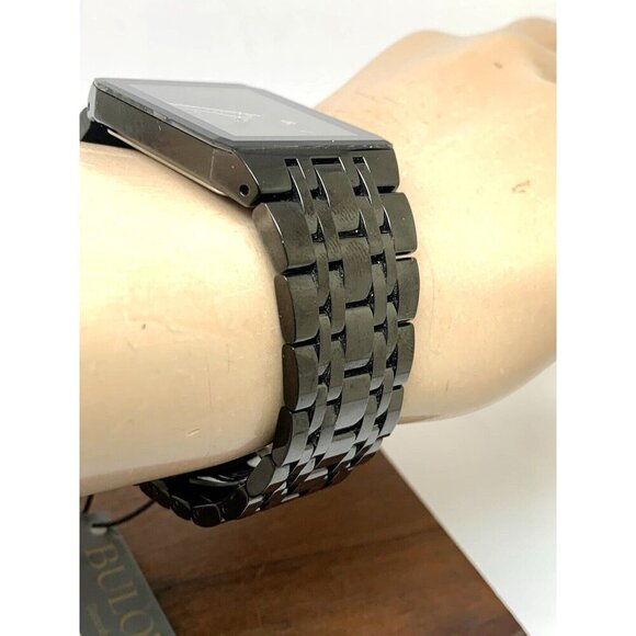 Bulova Men's Watch 98D164 Quartz Diamond Black Dial Steel Quartz CHIPPED CRYSTAL - Picture 13 of 15